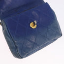 CHANEL Bicolore Waist Bag Leather Blue Gold CC Auth LN173-26