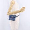 CHANEL Bicolore Waist Bag Leather Blue Gold CC Auth LN173-34