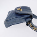 CHANEL Bicolore Waist Bag Leather Blue Gold CC Auth LN173-5