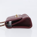 CHANEL Matelasse Chain Shoulder Bag Lamb Skin Bordeaux Gold CC Auth LN176M-4