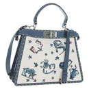FENDI Selleria Peek A Boo I See You Bag Canvas 2way Light Blue Auth LN207SAM-1