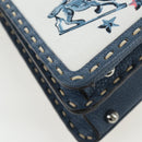 FENDI Selleria Peek A Boo I See You Bag Canvas 2way Light Blue Auth LN207SAM-16