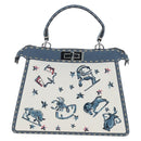 FENDI Selleria Peek A Boo I See You Bag Canvas 2way Light Blue Auth LN207SAM-13