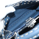 FENDI Selleria Peek A Boo I See You Bag Canvas 2way Light Blue Auth LN207SAM-25