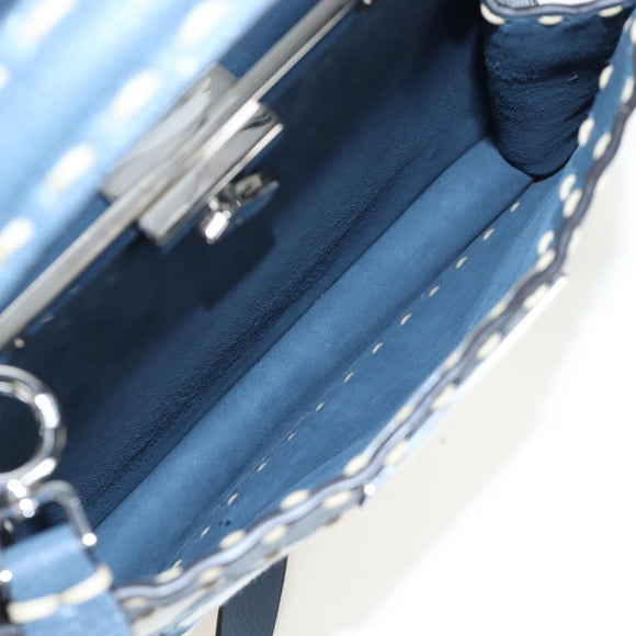 FENDI Selleria Peek A Boo I See You Bag Canvas 2way Light Blue Auth LN207SAM