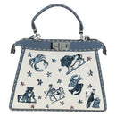 FENDI Selleria Peek A Boo I See You Bag Canvas 2way Light Blue Auth LN207SAM-2