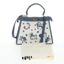 FENDI Selleria Peek A Boo I See You Bag Canvas 2way Light Blue Auth LN207SAM-12