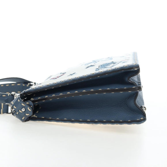 FENDI Selleria Peek A Boo I See You Bag Canvas 2way Light Blue Auth LN207SAM