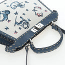FENDI Selleria Peek A Boo I See You Bag Canvas 2way Light Blue Auth LN207SAM-6