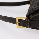 FENDI Zucca Canvas Mamma Baguette Shoulder Bag Black Brown Auth LN208V-10