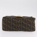 FENDI Zucca Canvas Mamma Baguette Shoulder Bag Black Brown Auth LN208V-11