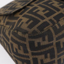 FENDI Zucca Canvas Mamma Baguette Shoulder Bag Black Brown Auth LN208V-12