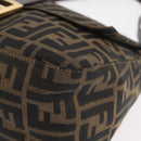 FENDI Zucca Canvas Mamma Baguette Shoulder Bag Black Brown Auth LN208V-13