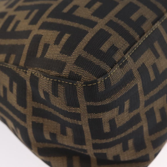 FENDI Zucca Canvas Mamma Baguette Shoulder Bag Black Brown Auth LN208V