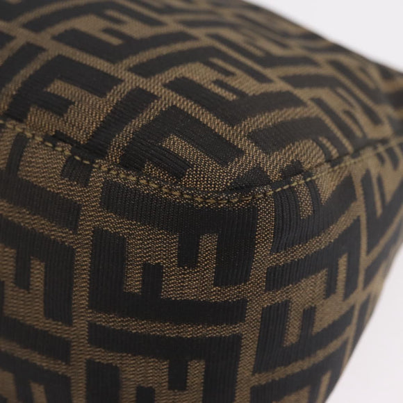 FENDI Zucca Canvas Mamma Baguette Shoulder Bag Black Brown Auth LN208V