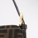 FENDI Zucca Canvas Mamma Baguette Shoulder Bag Black Brown Auth LN208V-16