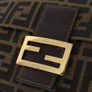 FENDI Zucca Canvas Mamma Baguette Shoulder Bag Black Brown Auth LN208V-17