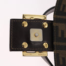 FENDI Zucca Canvas Mamma Baguette Shoulder Bag Black Brown Auth LN208V-18