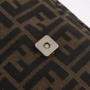 FENDI Zucca Canvas Mamma Baguette Shoulder Bag Black Brown Auth LN208V-19