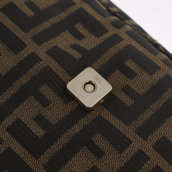 FENDI Zucca Canvas Mamma Baguette Shoulder Bag Black Brown Auth LN208V