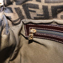 FENDI Zucca Canvas Mamma Baguette Shoulder Bag Black Brown Auth LN208V-25