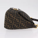 FENDI Zucca Canvas Mamma Baguette Shoulder Bag Black Brown Auth LN208V-4