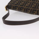 FENDI Zucca Canvas Mamma Baguette Shoulder Bag Black Brown Auth LN208V-7