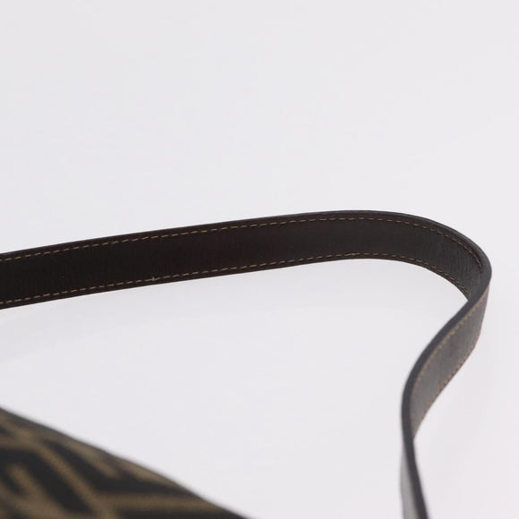 FENDI Zucca Canvas Mamma Baguette Shoulder Bag Black Brown Auth LN208V