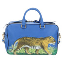 GUCCI Hand Bag Leather 2way Blue Gold Auth LN209SAM-13