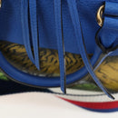 GUCCI Hand Bag Leather 2way Blue Gold Auth LN209SAM-25