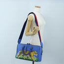 GUCCI Hand Bag Leather 2way Blue Gold Auth LN209SAM-32