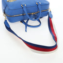 GUCCI Hand Bag Leather 2way Blue Gold Auth LN209SAM-8