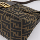 FENDI Zucca Canvas Mamma Baguette Shoulder Bag Brown Black Auth LN210V-15