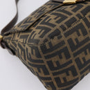 FENDI Zucca Canvas Mamma Baguette Shoulder Bag Brown Black Auth LN210V-16