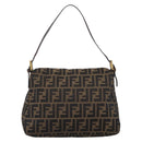 FENDI Zucca Canvas Mamma Baguette Shoulder Bag Brown Black Auth LN210V-2