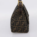 FENDI Zucca Canvas Mamma Baguette Shoulder Bag Brown Black Auth LN210V-3