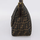 FENDI Zucca Canvas Mamma Baguette Shoulder Bag Brown Black Auth LN210V-4