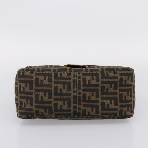 FENDI Zucca Canvas Mamma Baguette Shoulder Bag Brown Black Auth LN210V