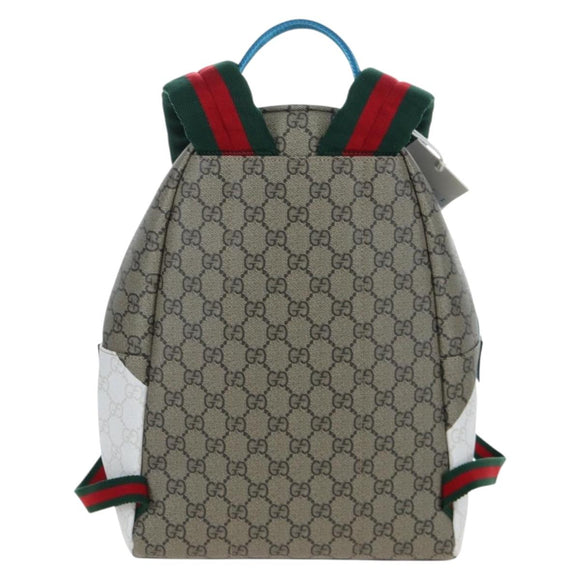 GUCCI GG Supreme Children's Backpack PVC Beige Silver 851222 Auth LN211M