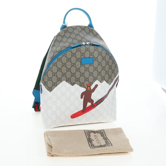 GUCCI GG Supreme Children's Backpack PVC Beige Silver 851222 Auth LN211M
