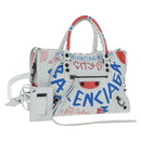 Balenciaga The Classic City Hand Bag Leather 2way White 431621 Auth LN213M-1