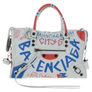 Balenciaga The Classic City Hand Bag Leather 2way White 431621 Auth LN213M-2