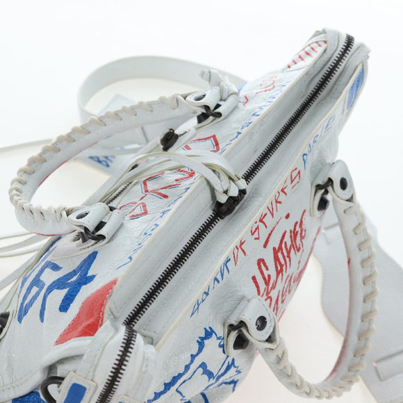 Balenciaga The Classic City Hand Bag Leather 2way White 431621 Auth LN213M