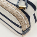 PRADA Chain Shoulder Pouch Canvas Navy Gold Auth LN217M-12