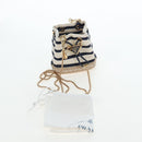 PRADA Chain Shoulder Pouch Canvas Navy Gold Auth LN217M-22