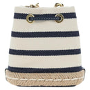 PRADA Chain Shoulder Pouch Canvas Navy Gold Auth LN217M-3