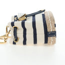 PRADA Chain Shoulder Pouch Canvas Navy Gold Auth LN217M-4