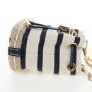 PRADA Chain Shoulder Pouch Canvas Navy Gold Auth LN217M-5