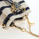 PRADA Chain Shoulder Pouch Canvas Navy Gold Auth LN217M-6