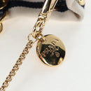 PRADA Chain Shoulder Pouch Canvas Navy Gold Auth LN217M-9